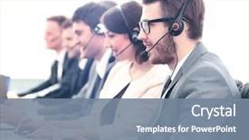  Presentation with call center reporting - Cool new PPT layouts with customer service - attractive young man working backdrop and a seafoam green colored foreground