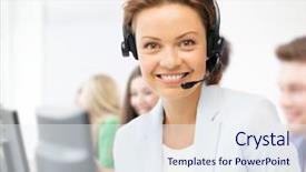  Presentation with call center - Slide deck enhanced with customer service - business and call center concept background and a sky blue colored foreground