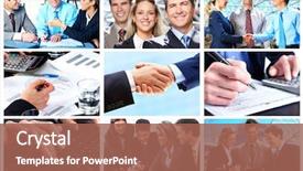  Presentation with customer service - Presentation theme having customer service - business people business team teamwork background and a coral colored foreground