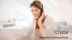  Presentation with video conference - Amazing presentation having customer service - businesswoman attending video conference backdrop and a soft green colored foreground