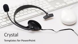  Presentation with oil rig in white and black - Slides with customer service - office black headphones laying background and a white colored foreground