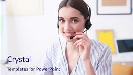  Presentation with technical support - Audience pleasing slide deck consisting of customer service - pretty technical support dispatcher working backdrop and a sky blue colored foreground