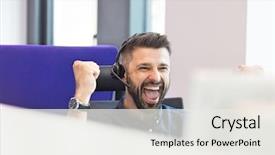  Presentation with successful - Cool new theme with customer service - successful mid adult businessman wearing backdrop and a sky blue colored foreground