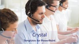  Presentation with customer service - Audience pleasing slides consisting of customer service agents working backdrop and a sky blue colored foreground