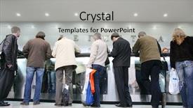  Presentation with registration - Amazing PPT layouts having airport hotel - crowd on registration backdrop and a light gray colored foreground