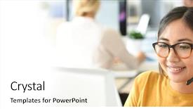  Presentation with customer service - Cool new slides with customer service assistant working backdrop and a white colored foreground