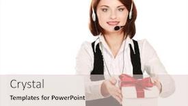  Presentation with customer service - Beautiful slide deck featuring customer-service-business-woman backdrop and a lemonade colored foreground