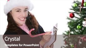 Presentation with customer service - Presentation with customer service business woman at christmas background and a dark gray colored foreground