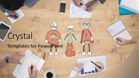  Presentation with bleached - Colorful presentation theme enhanced with business meeting against bleached wooden backdrop and a coral colored foreground