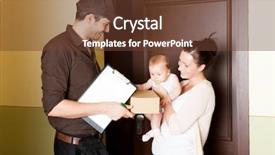  Presentation with gift - Slide deck featuring postal service - christmas gift delivery background and a tawny brown colored foreground