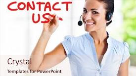  Presentation with writing - Slides enhanced with customer service communication - beautiful woman writing contact background and a lemonade colored foreground