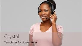  Presentation with customer service - Beautiful theme featuring customer-service-communication-and-people backdrop and a mint green colored foreground