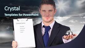  Presentation with customer service - Amazing presentation having customer service concept against open backdrop and a wine colored foreground