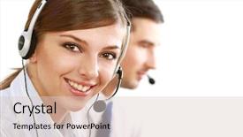  Presentation with customer service and professionalism - Slide set featuring customer service consultants working focus background and a lemonade colored foreground