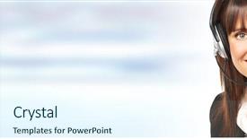  Presentation with agent of change - Beautiful presentation design featuring customer service education - agent woman with headsets backdrop and a  colored foreground