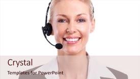  Presentation with secretary - Slide set with customer service education - call center secretary woman background and a lemonade colored foreground