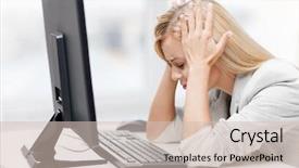  Presentation with customer service - Presentation theme consisting of customer service education - picture of stressed businesswoman background and a soft green colored foreground