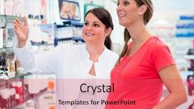  Presentation with drug pharmacy - Presentation with pharmacist showing pregnant woman drugs in pharmacy or drug store both women are standing in front of a shelf background and a red colored foreground