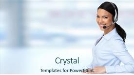  Presentation with asian - Presentation design consisting of customer service free - asian agent woman with headsets background and a cool aqua colored foreground