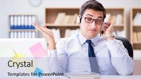  Presentation with fatherhood and working - Slides having customer service free - businessman working in the office background and a  colored foreground