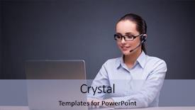  Presentation with desk - Amazing theme having customer service free - businesswoman sitting at her desk backdrop and a light blue colored foreground