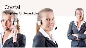  Presentation with call center reporting - PPT layouts with customer service free - call center assistant responding background and a lemonade colored foreground