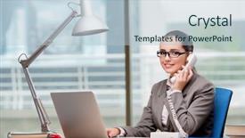  Presentation with call center agent reporting - Presentation theme enhanced with customer service free - call center operator working background and a  colored foreground