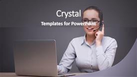  Presentation with customer service - Slides enhanced with customer service free - call center operator working background and a dark gray colored foreground