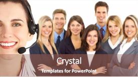  Presentation with office - Presentation theme with customer service free - smiling business woman with headset background and a  colored foreground