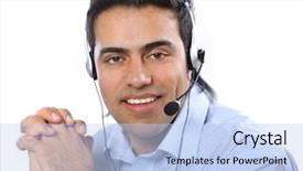  Presentation with support - Theme enhanced with customer service free - support phone operator background and a  colored foreground