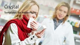  Presentation with medical pharmacy - Slide deck featuring customer service healthcare - ill purchaser with medical drug background and a soft green colored foreground