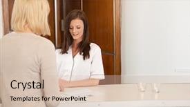  Presentation with treatment - Amazing theme having customer service healthcare - woman in a spa recpetion backdrop and a soft green colored foreground