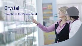  Presentation with medical pharmacy - Slide deck consisting of customer service healthcare - young pharmacist suggesting medical drug background and a sky blue colored foreground