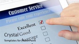  Presentation with survey - Slide set having customer service on-line survey background and a light blue colored foreground