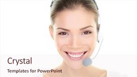  Presentation with help desk - Colorful presentation theme enhanced with customer service representative headset woman backdrop and a lemonade colored foreground