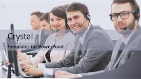  Presentation with customer service reporting - Theme consisting of customer service representative with headset background and a light gray colored foreground