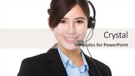  Presentation with customer service - Colorful presentation theme enhanced with customer service representative backdrop and a  colored foreground