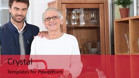  Presentation with doctor helps to get out of bed an elderly woman - PPT theme consisting of customer service satified - handyman helping out a senior background and a red colored foreground