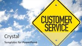  Presentation with management - PPT theme consisting of customer service sign with sky background and a light blue colored foreground