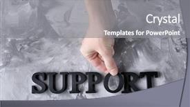  Presentation with support - Slide deck featuring customer service week - female hand and word support background and a gray colored foreground
