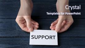  Presentation with hands holding be brave word - Theme with customer service week - female hands holding card background and a wine colored foreground