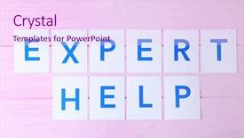  Presentation with phrase believe in yourself - PPT theme consisting of customer service week - phrase expert help on wooden background and a pink colored foreground