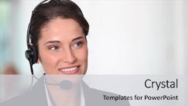  Presentation with customer service - Presentation having customer service woman smiling background and a light gray colored foreground