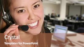  Presentation with customer service - Slide set having customer service woman taking sales background and a red colored foreground