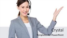  Presentation with hospital customer service - Presentation theme featuring customer services executive with open background and a light blue colored foreground