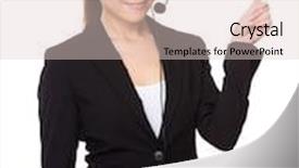  Presentation with finger point - Audience pleasing theme consisting of customer services officer with finger backdrop and a lemonade colored foreground