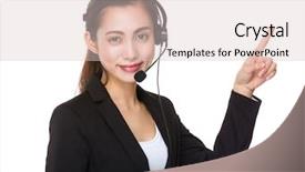  Presentation with finger point - Audience pleasing slide set consisting of customer services officer with finger point up backdrop and a lemonade colored foreground