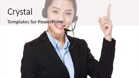  Presentation with finger point - Presentation theme enhanced with customer services operator and finger point up background and a lemonade colored foreground