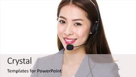  Presentation with customer service excellence - Presentation design with customer services representative with headset background and a lemonade colored foreground
