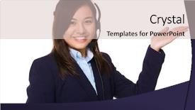  Presentation with hand palm - Beautiful presentation featuring customer services representative with open backdrop and a soft green colored foreground